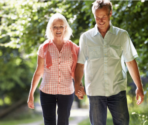 Woman taking an afternoon walk to support circadian rhythm and energy